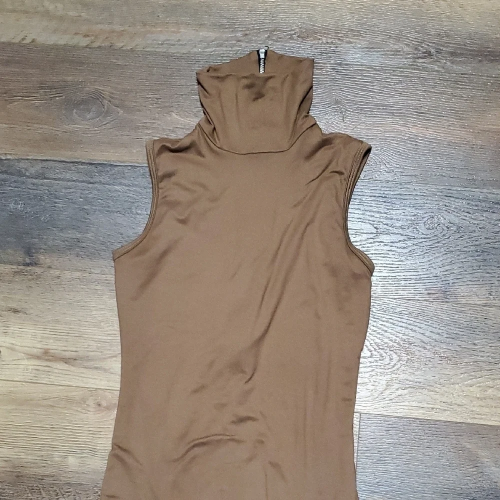 Bumpsuit Tan Form-Fitting Jumpsuit with Full-Length Coverage - Picture 4 of 7